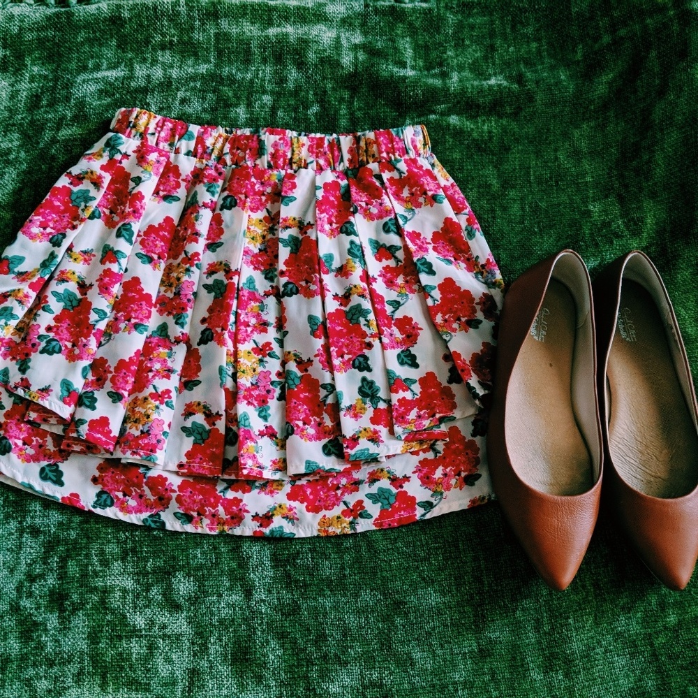 Cream and floral skirt